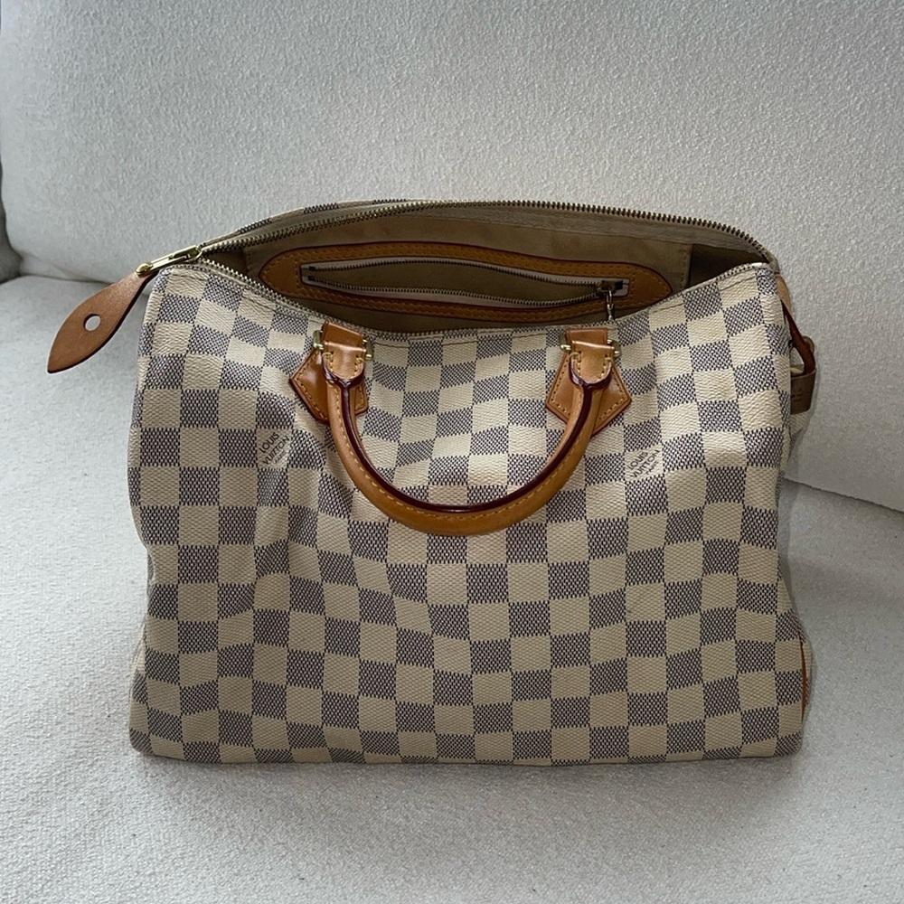 Louis Vuitton Speedy 30 Damier Azur Mini Boston Handbag White